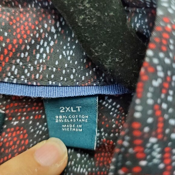 Perry Ellis Shirt Mens 2XLT Red & Black Print Long Sleeve Button-Up Stretch - Picture 3 of 9
